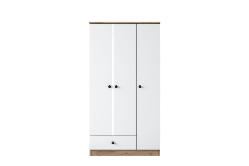 Jain Garderobeskab 90x170 cm Brun/Hvid - Hanah Home - Opbevaring - Tøjopbevaring - Garderobeskabe