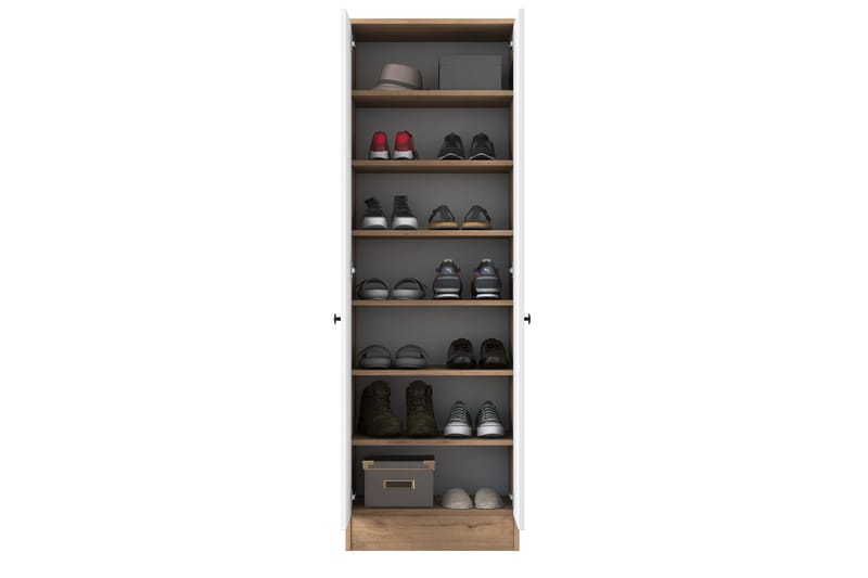 Hooda Garderobeskab 59,8x182,8 cm Brun/Hvid - Hanah Home - Opbevaring - Tøjopbevaring - Garderobeskabe
