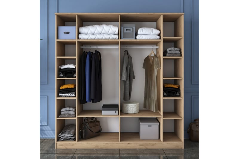 Jaidul Garderobeskab 180x190,8 cm Brun/Hvid - Hanah Home - Opbevaring - Tøjopbevaring - Garderobeskabe