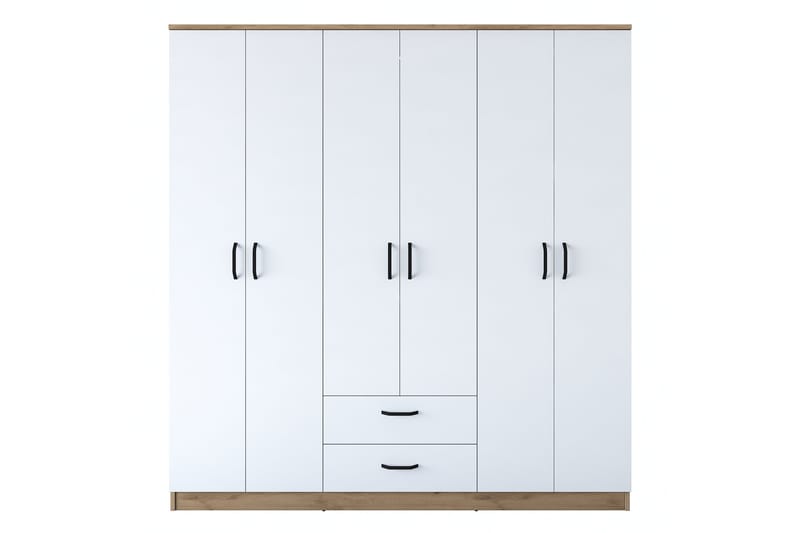 Jahani Garderobeskab 180x190,8 cm Brun/Hvid - Hanah Home - Opbevaring - Tøjopbevaring - Garderobeskabe