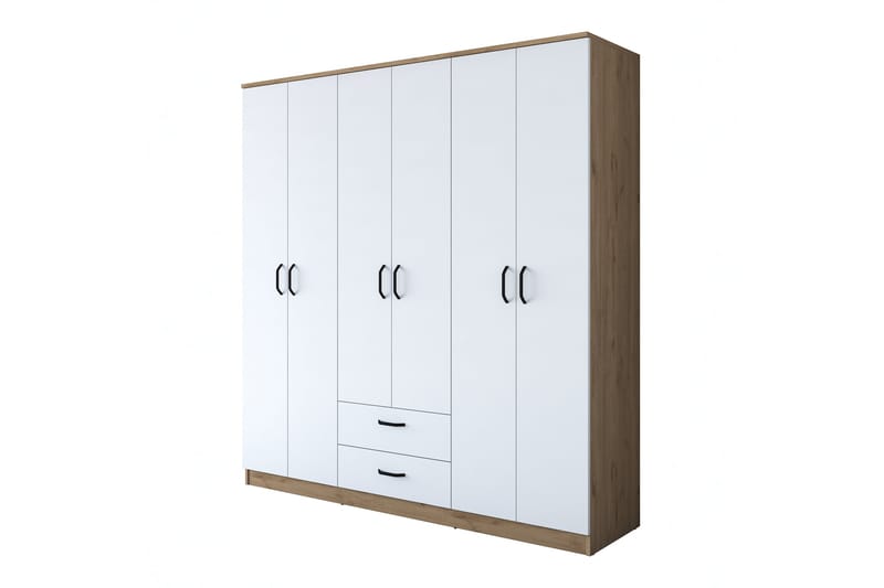 Jahani Garderobeskab 180x190,8 cm Brun/Hvid - Hanah Home - Opbevaring - Tøjopbevaring - Garderobeskabe