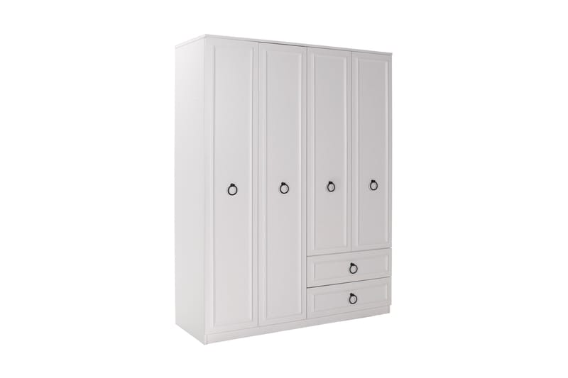 Ajra Garderobeskab 140x185 cm Hvid - Hanah Home - Opbevaring - Tøjopbevaring - Garderobeskabe
