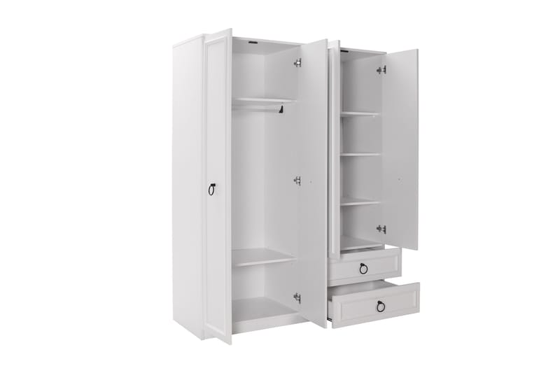 Ajra Garderobeskab 140x185 cm Hvid - Hanah Home - Opbevaring - Tøjopbevaring - Garderobeskabe