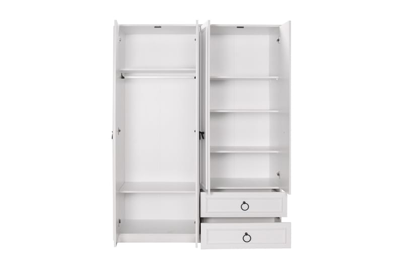 Ajra Garderobeskab 140x185 cm Hvid - Hanah Home - Opbevaring - Tøjopbevaring - Garderobeskabe