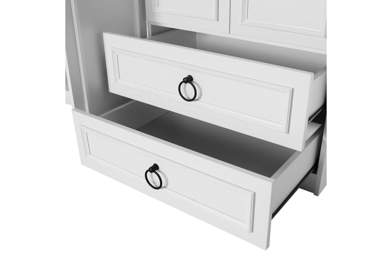 Ajra Garderobeskab 140x185 cm Hvid - Hanah Home - Opbevaring - Tøjopbevaring - Garderobeskabe