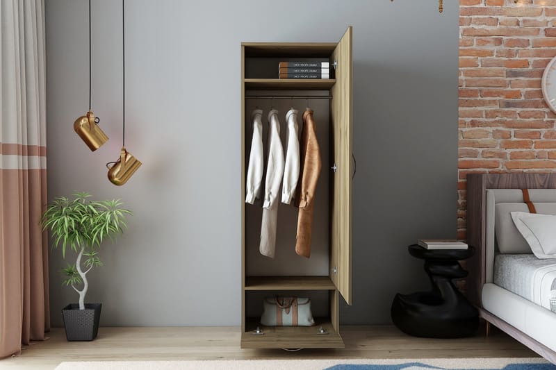 Kleoo Garderobeskab 50x187 cm Brun - Hanah Home - Opbevaring - Tøjopbevaring - Garderobeskabe