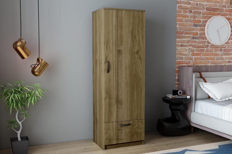 Kleoo Garderobeskab 50x187 cm Brun - Hanah Home - Opbevaring - Tøjopbevaring - Garderobeskabe