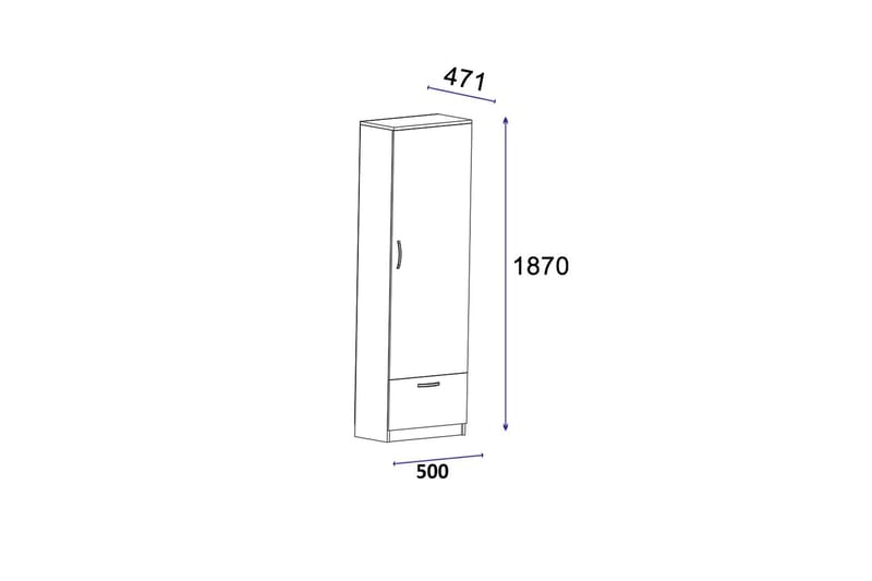Kleoo Garderobeskap 50x187 cm Antrasitt - Hanah Home - Opbevaring - Tøjopbevaring - Garderobeskabe