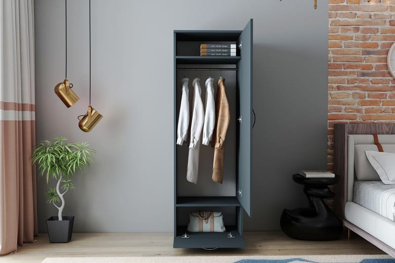 Kleoo Garderobeskap 50x187 cm Antrasitt - Hanah Home - Opbevaring - Tøjopbevaring - Garderobeskabe