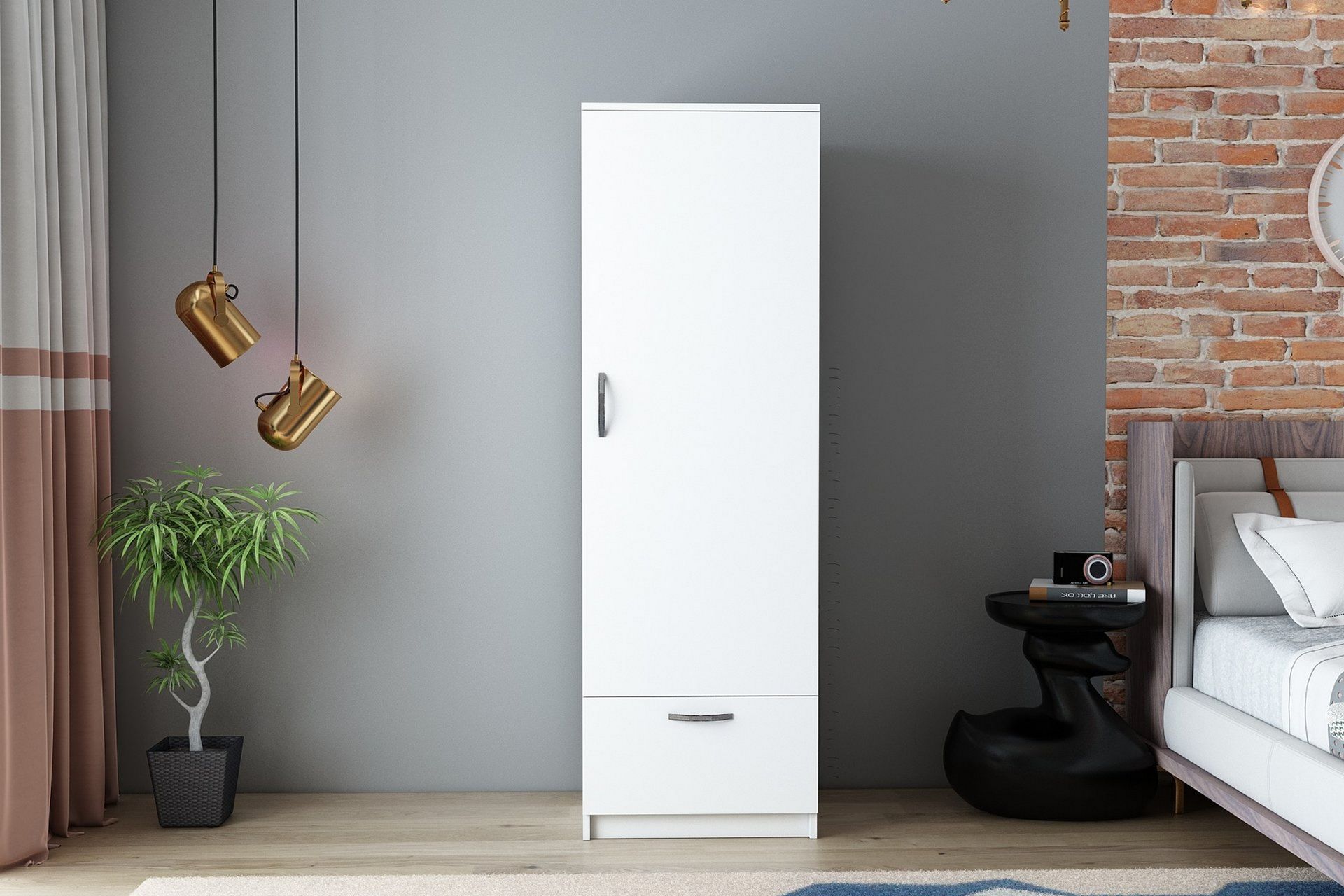 Kleoo Garderobeskap 50x187 cm Hvit - Hanah Home - Opbevaring - Tøjopbevaring - Garderobeskabe