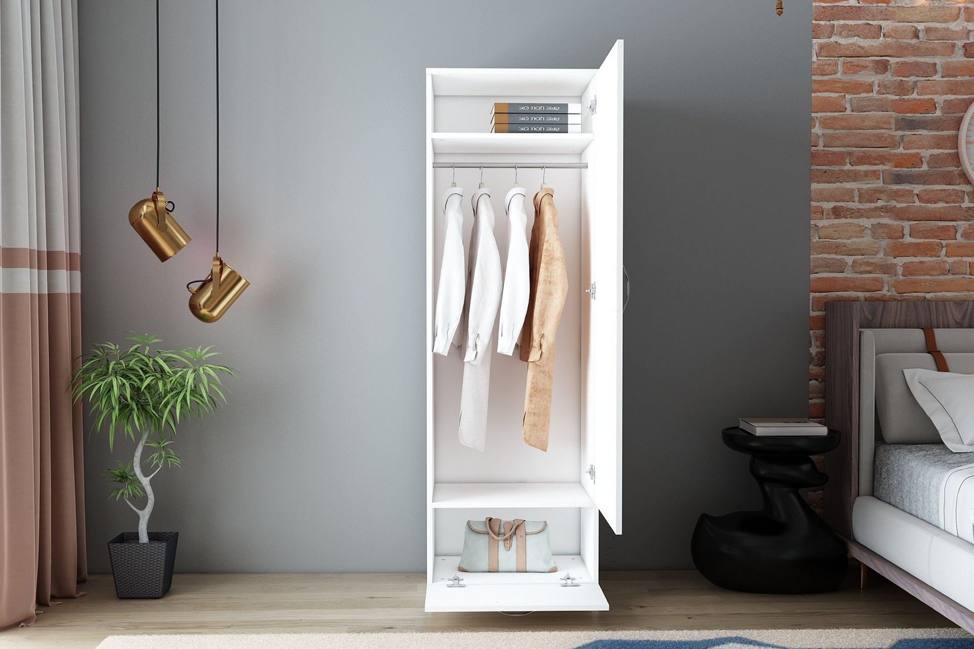 Kleoo Garderobeskap 50x187 cm Hvit - Hanah Home - Opbevaring - Tøjopbevaring - Garderobeskabe