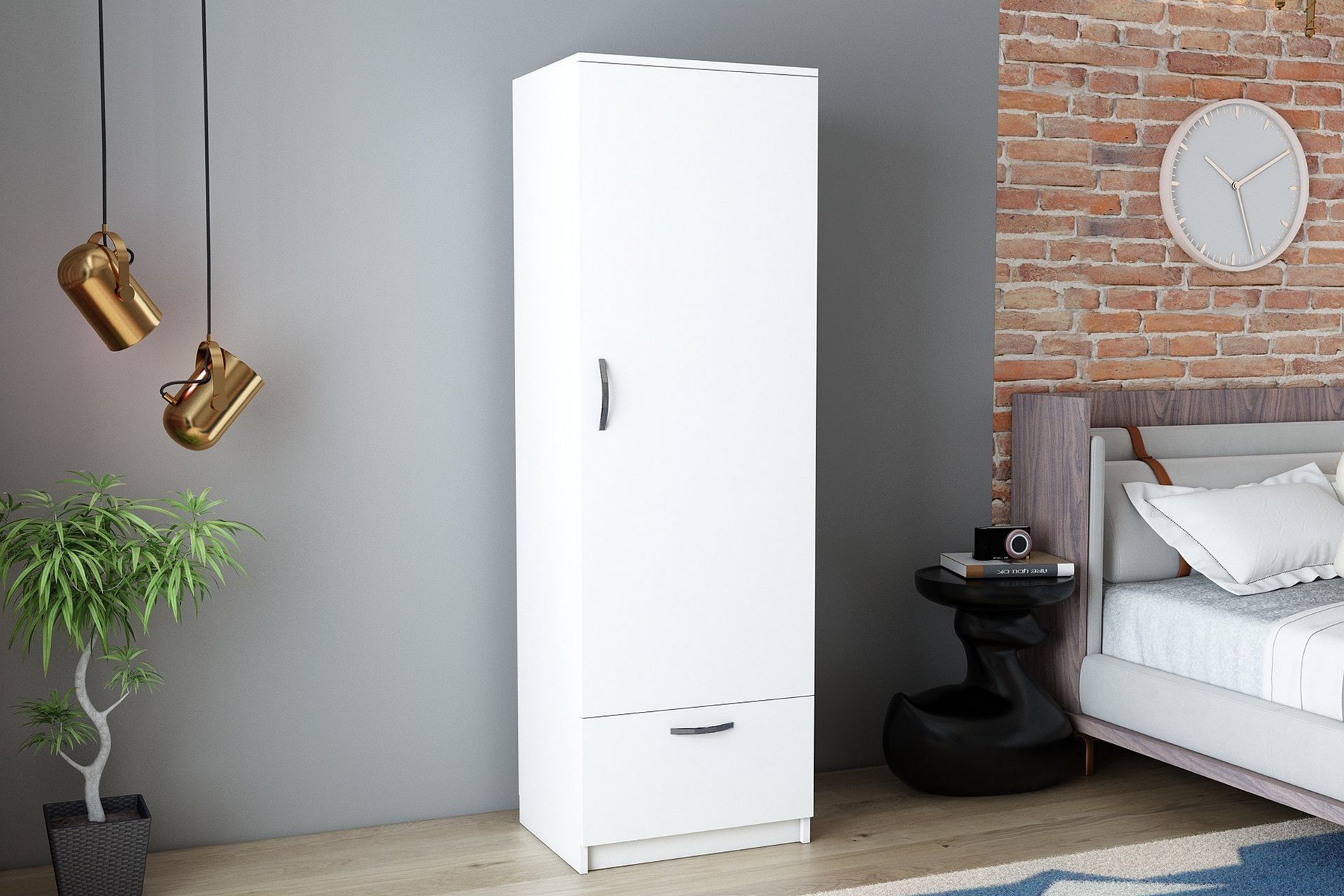 Kleoo Garderobeskap 50x187 cm Hvit - Hanah Home - Opbevaring - Tøjopbevaring - Garderobeskabe