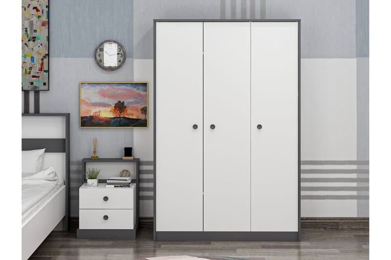 Berdez Garderobeskap 120x182 cm Antrasitt/Hvit - Hanah Home - Opbevaring - Tøjopbevaring - Garderobeskabe