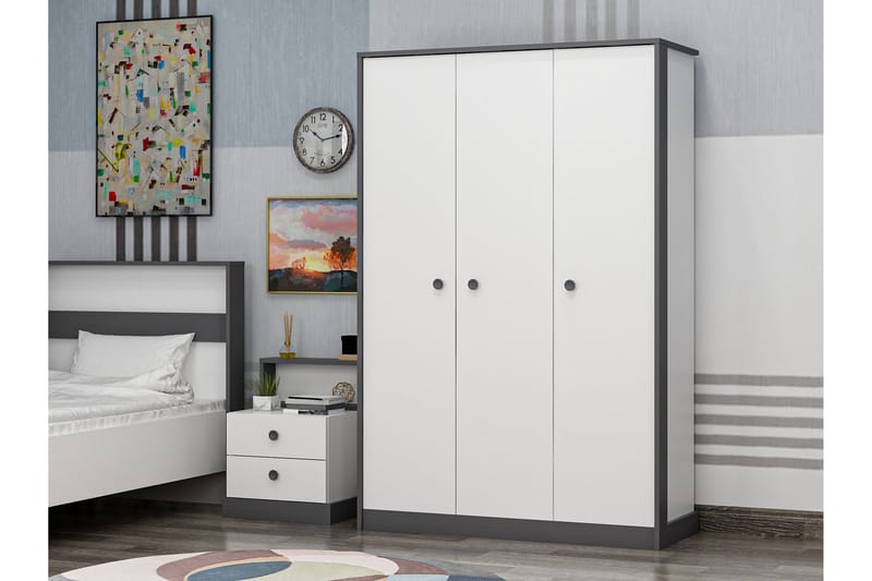 Berdez Garderobeskap 120x182 cm Antrasitt/Hvit - Hanah Home - Opbevaring - Tøjopbevaring - Garderobeskabe