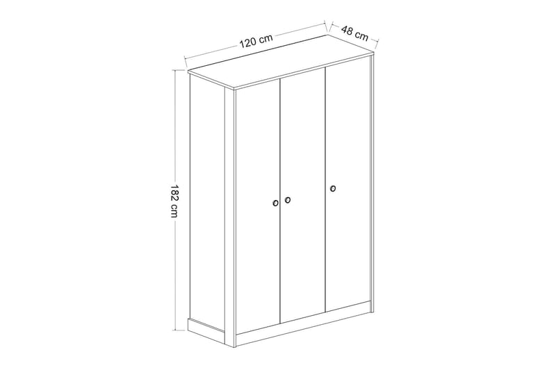Berdez Garderobeskap 120x182 cm Antrasitt/Hvit - Hanah Home - Opbevaring - Tøjopbevaring - Garderobeskabe