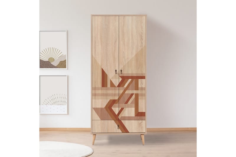 Bertoaria Garderobe 80x190 cm Brun - Hanah Home - Opbevaring - Tøjopbevaring - Garderobeskabe