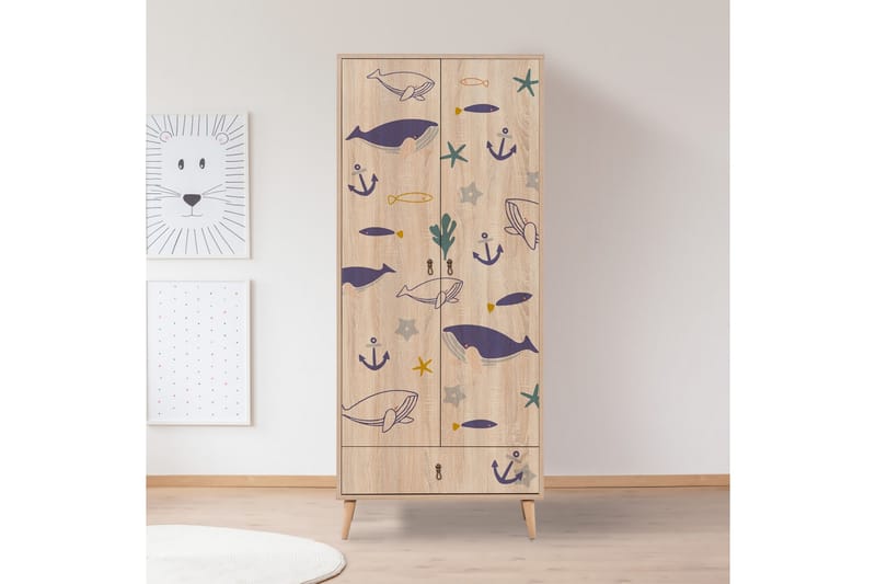 Bertoaria Garderobe 80x190 cm Brun - Hanah Home - Opbevaring - Tøjopbevaring - Garderobeskabe