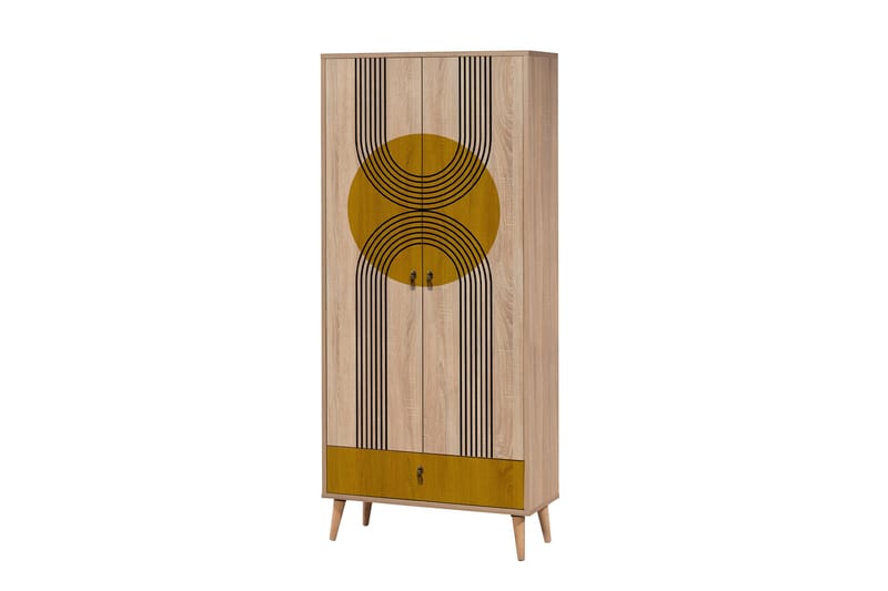 Bertoaria Garderobe 80x190 cm Brun - Hanah Home - Opbevaring - Tøjopbevaring - Garderobeskabe
