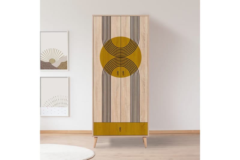 Bertoaria Garderobe 80x190 cm Brun - Hanah Home - Opbevaring - Tøjopbevaring - Garderobeskabe
