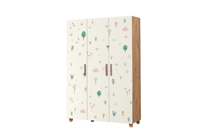 Leva Garderobeskab 120x189 cm Brun/Hvid - Hanah Home - Opbevaring - Tøjopbevaring - Garderobeskabe