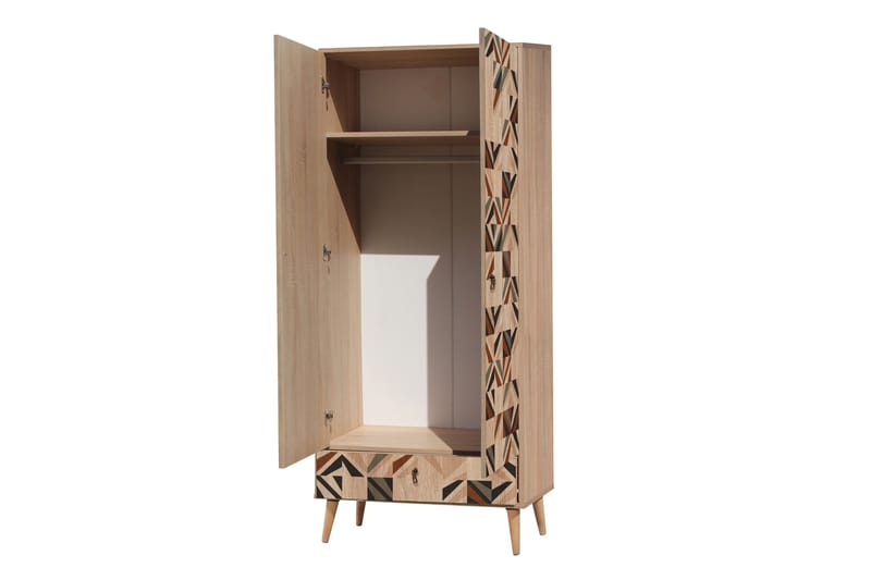 Bertoaria Garderobe 80x190 cm Brun - Hanah Home - Opbevaring - Tøjopbevaring - Garderobeskabe