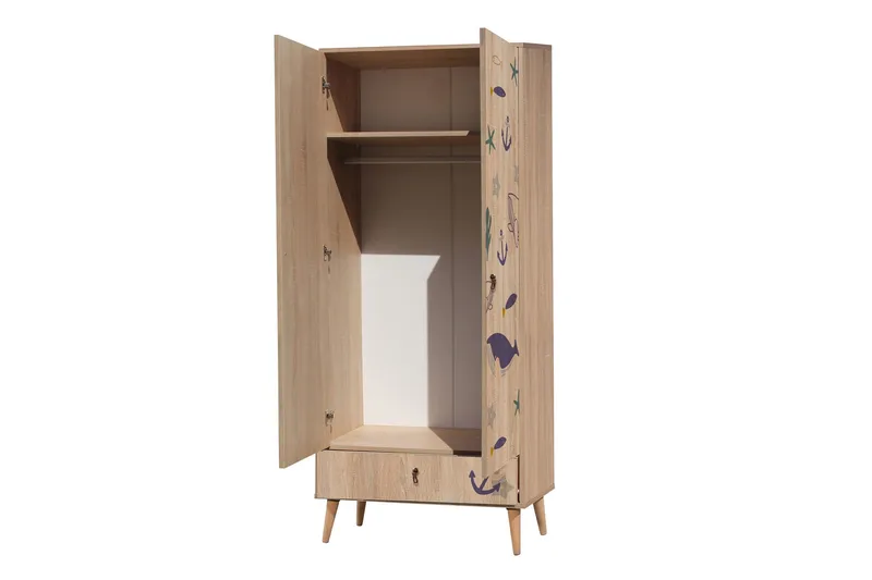 Bertoaria Garderobe 80x190 cm Brun - Hanah Home - Opbevaring - Tøjopbevaring - Garderobeskabe