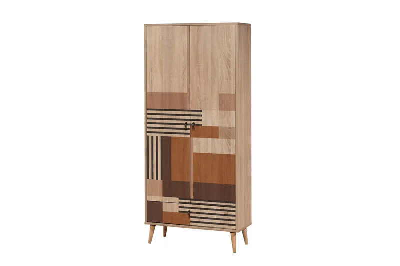 Bertoaria Garderobe 80x190 cm Brun - Hanah Home - Opbevaring - Tøjopbevaring - Garderobeskabe