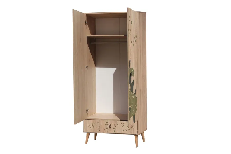 Bertoaria Garderobe 80x190 cm Brun - Hanah Home - Opbevaring - Tøjopbevaring - Garderobeskabe