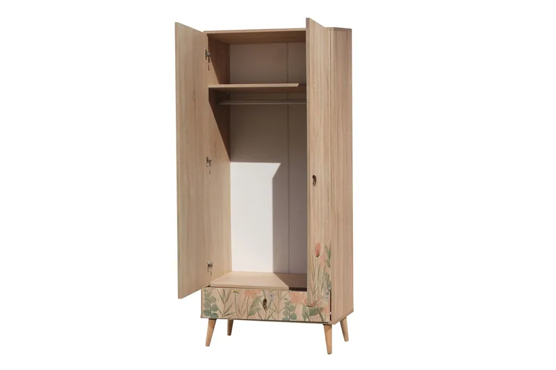 Bertoaria Garderobe 80x190 cm Brun - Hanah Home - Opbevaring - Tøjopbevaring - Garderobeskabe