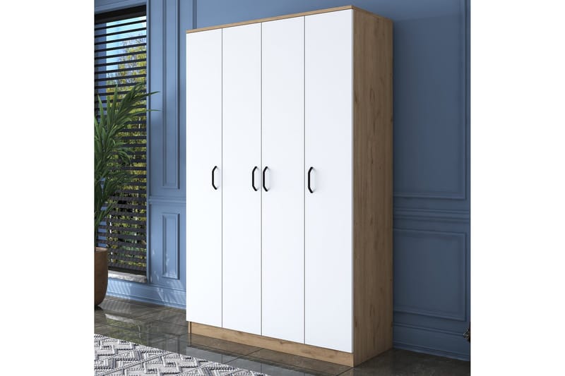 Jaioni Garderobeskab 120x190,8 cm Brun/Hvid - Hanah Home - Opbevaring - Tøjopbevaring - Garderobeskabe