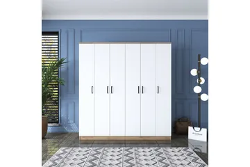 Jaidul Garderobeskab 180x190,8 cm Brun/Hvid - Hanah Home - Opbevaring - Tøjopbevaring - Garderobeskabe