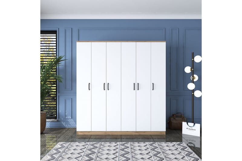 Jaidul Garderobeskab 180x190,8 cm Brun/Hvid - Hanah Home - Opbevaring - Tøjopbevaring - Garderobeskabe