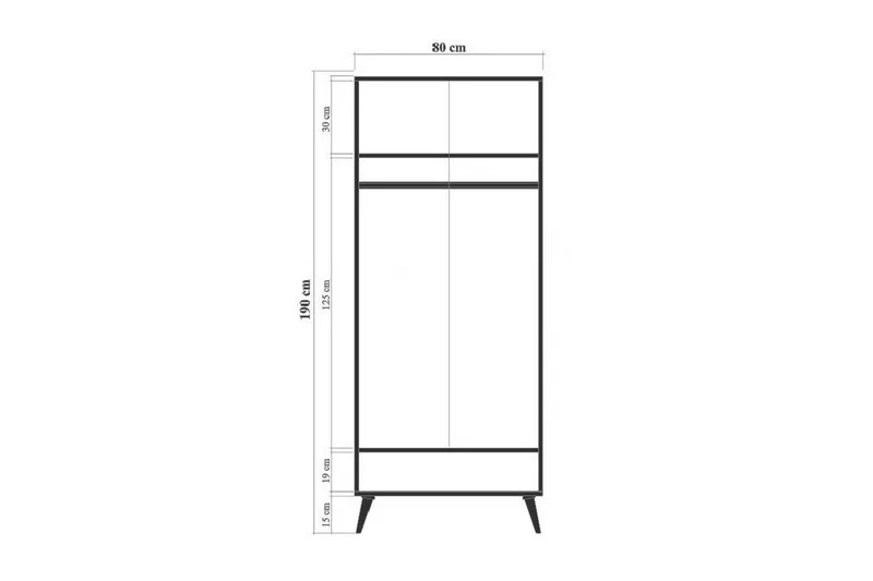 Bertoaria Garderobe 80x190 cm Brun - Hanah Home - Opbevaring - Tøjopbevaring - Garderobeskabe