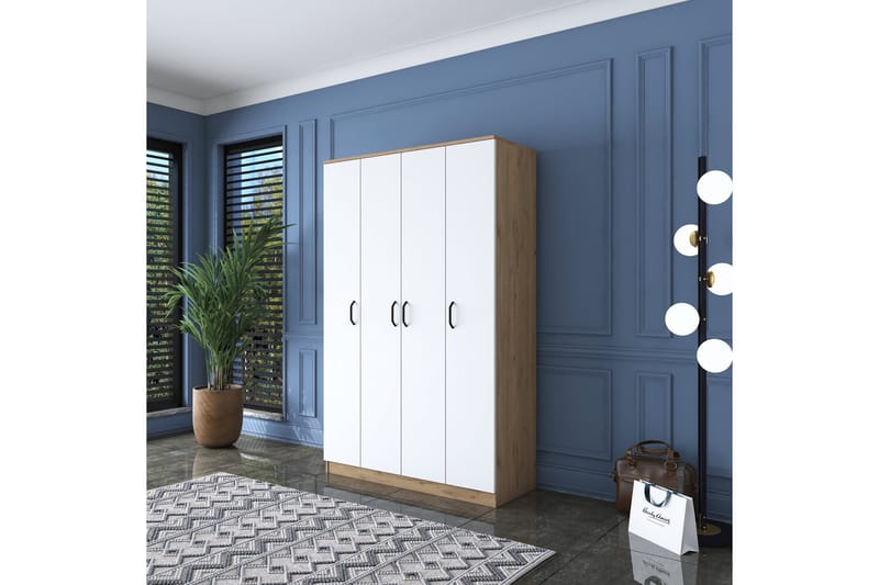 Jaioni Garderobeskab 120x190,8 cm Brun/Hvid - Hanah Home - Opbevaring - Tøjopbevaring - Garderobeskabe