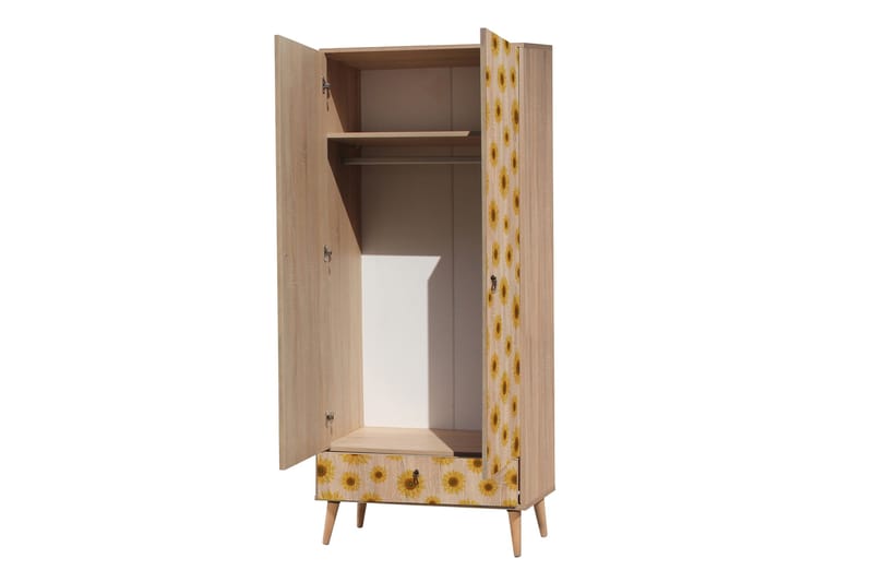 Bertoaria Garderobe 80x190 cm Brun - Hanah Home - Opbevaring - Tøjopbevaring - Garderobeskabe