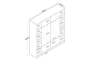 Jaidul Garderobeskab 180x190,8 cm Brun/Hvid - Hanah Home - Opbevaring - Tøjopbevaring - Garderobeskabe