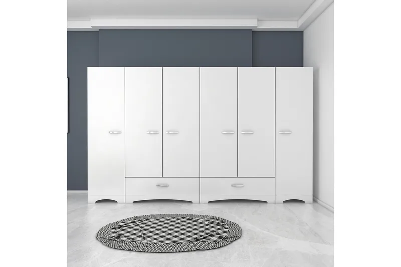 Jaitun Garderobeskab 243x181 cm Hvid, Hanah Home