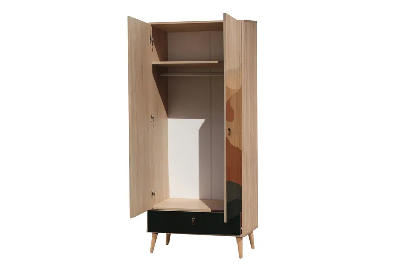 Bertoaria Garderobe 80x190 cm Brun - Hanah Home - Opbevaring - Tøjopbevaring - Garderobeskabe