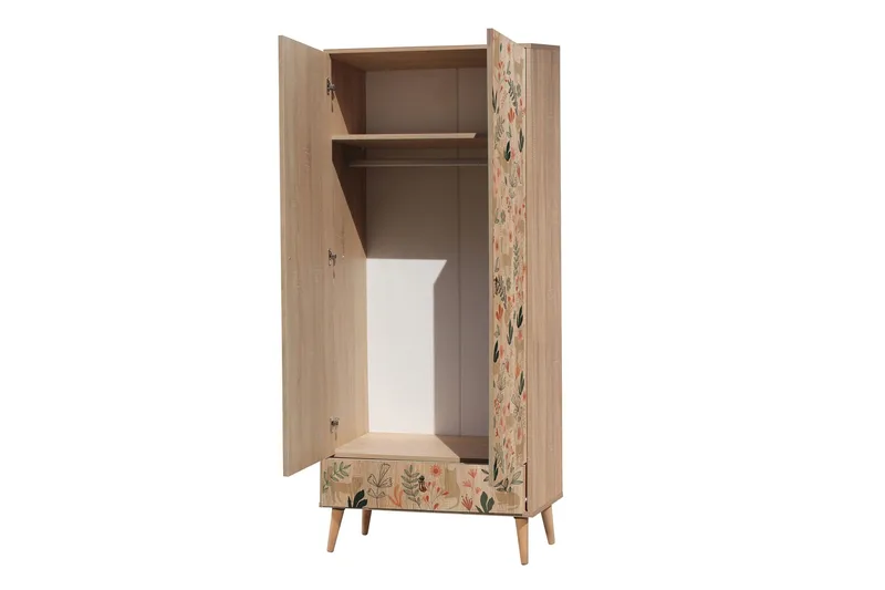 Bertoaria Garderobe 80x190 cm Brun - Hanah Home - Opbevaring - Tøjopbevaring - Garderobeskabe