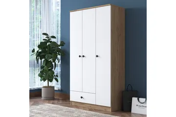 Jain Garderobeskab 90x170 cm Brun/Hvid - Hanah Home - Opbevaring - Tøjopbevaring - Garderobeskabe
