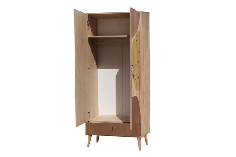 Bertoaria Garderobe 80x190 cm Brun - Hanah Home - Opbevaring - Tøjopbevaring - Garderobeskabe