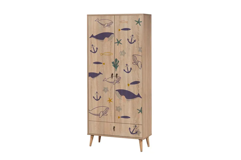 Bertoaria Garderobe 80x190 cm Brun - Hanah Home - Opbevaring - Tøjopbevaring - Garderobeskabe