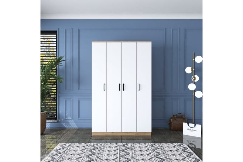 Jaioni Garderobeskab 120x190,8 cm Brun/Hvid - Hanah Home - Opbevaring - Tøjopbevaring - Garderobeskabe