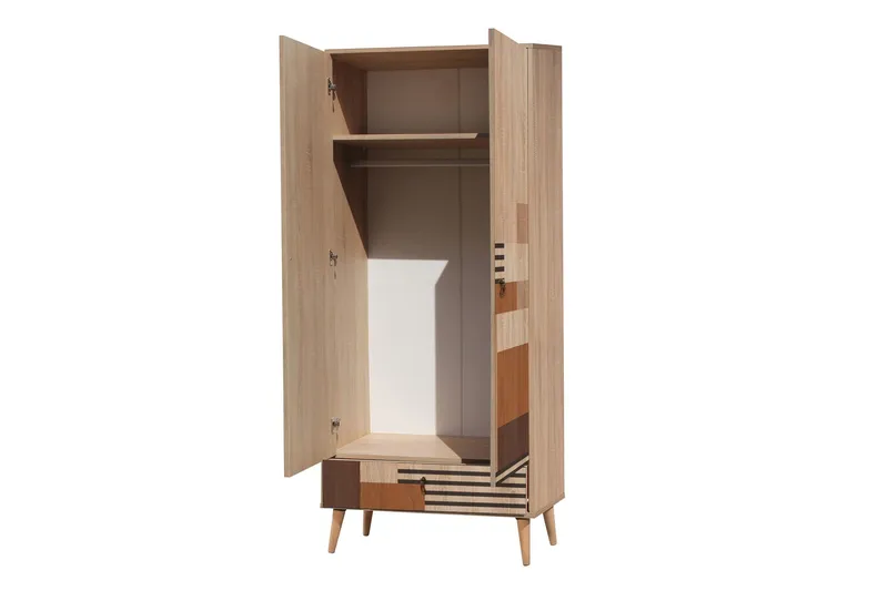 Bertoaria Garderobe 80x190 cm Brun - Hanah Home - Opbevaring - Tøjopbevaring - Garderobeskabe