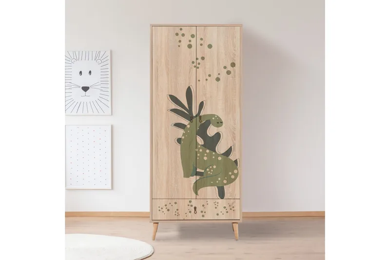 Bertoaria Garderobe 80x190 cm Brun - Hanah Home - Opbevaring - Tøjopbevaring - Garderobeskabe