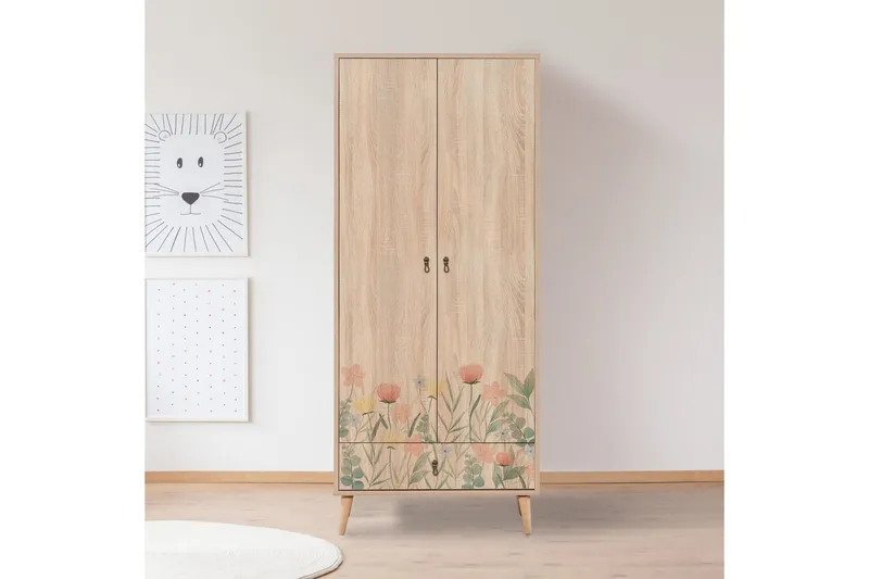 Bertoaria Garderobe 80x190 cm Brun - Hanah Home - Opbevaring - Tøjopbevaring - Garderobeskabe