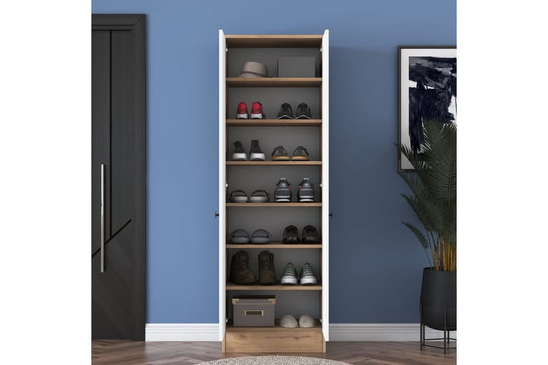 Hooda Garderobeskab 59,8x182,8 cm Brun/Hvid - Hanah Home - Opbevaring - Tøjopbevaring - Garderobeskabe