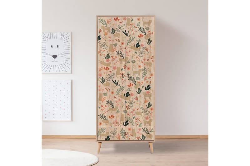 Bertoaria Garderobe 80x190 cm Brun - Hanah Home - Opbevaring - Tøjopbevaring - Garderobeskabe