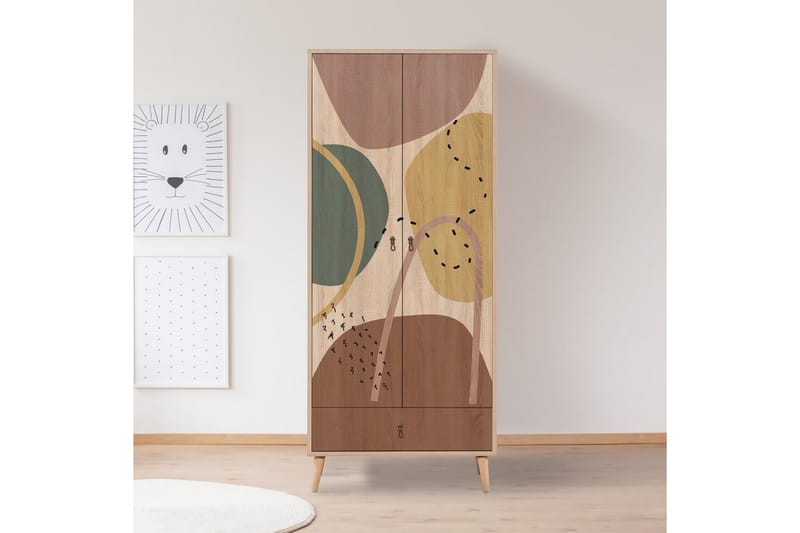 Bertoaria Garderobe 80x190 cm Brun - Hanah Home - Opbevaring - Tøjopbevaring - Garderobeskabe