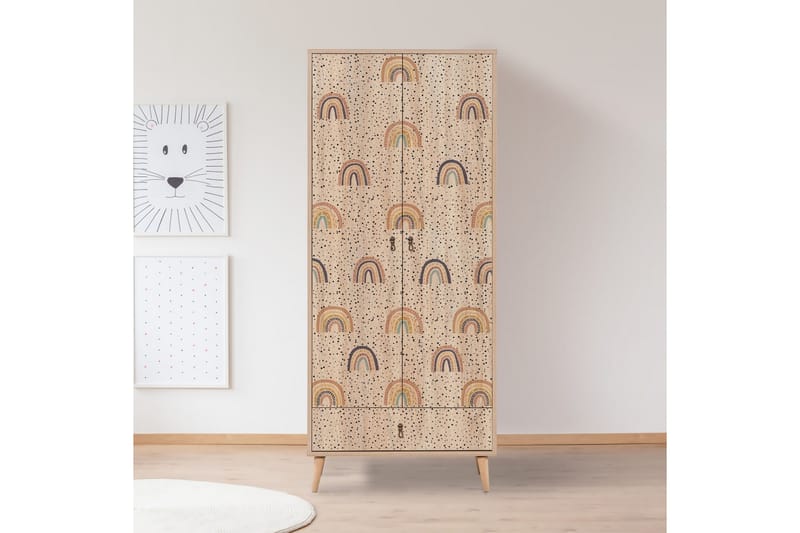 Bertoaria Garderobe 80x190 cm Brun - Hanah Home - Opbevaring - Tøjopbevaring - Garderobeskabe